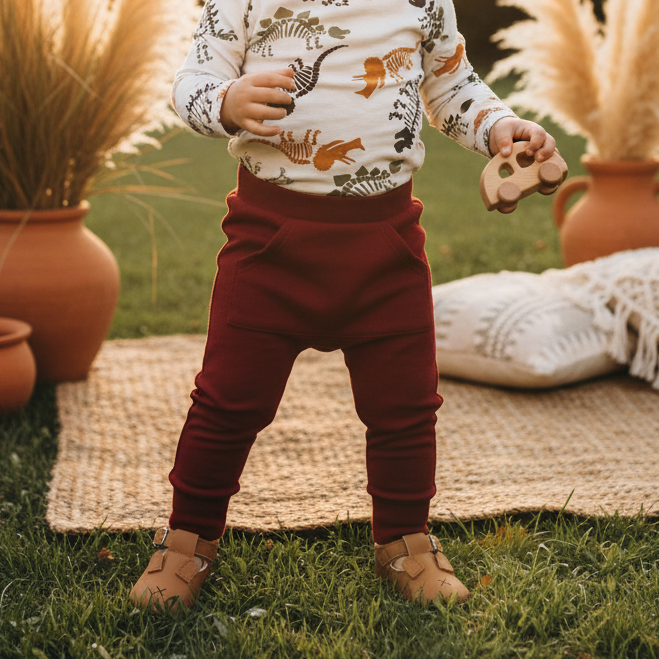  Infantil Unissex Com Bolso Canguru - Algodão Premium Stretch Liso | Merlot