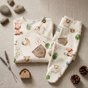 Kit Body Kimono + Calça com Pezinho Recém-Nascido a 3 Meses - Cotton Adapt | Fazendinha