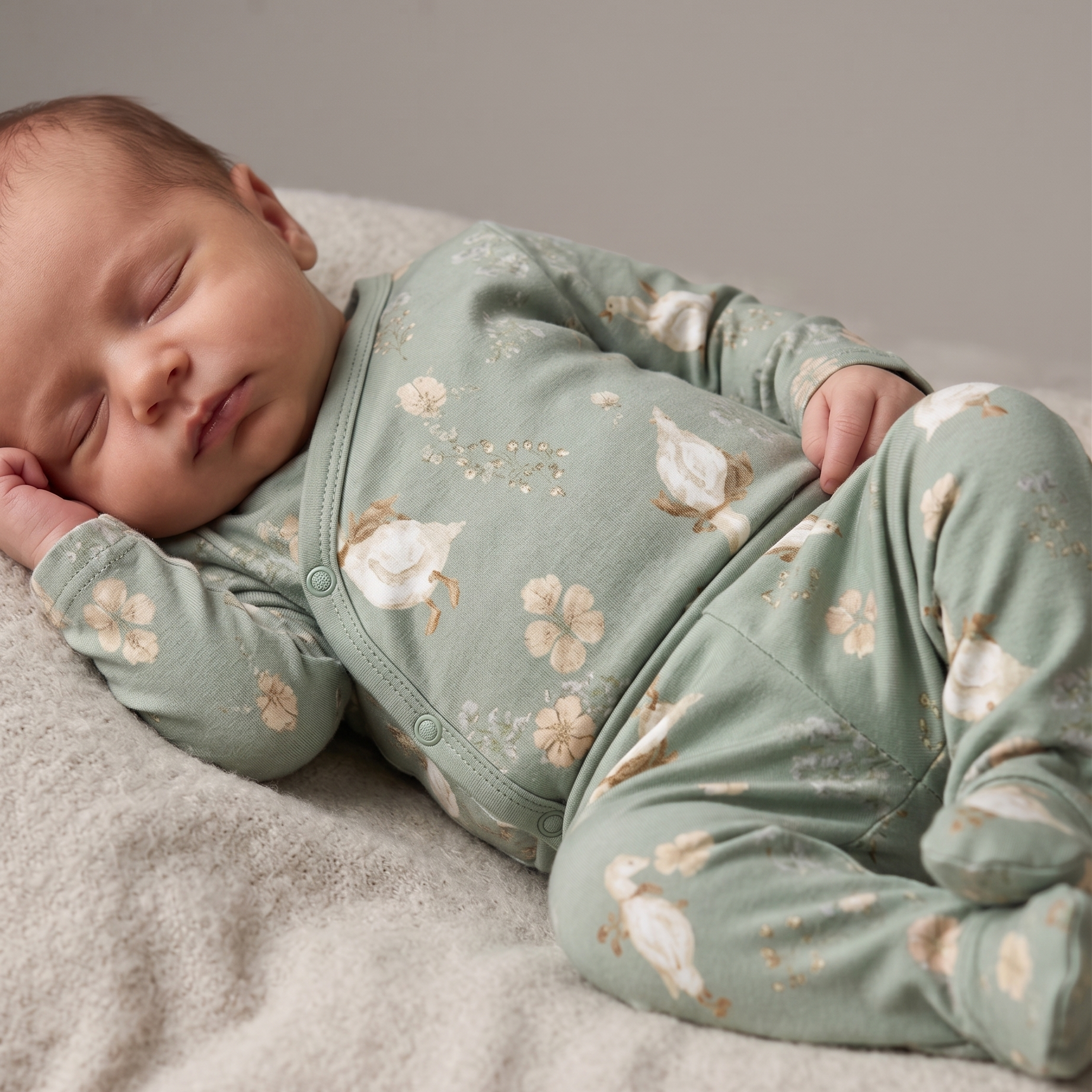 Kit Body Kimono + Calça com Pezinho Recém-Nascido a 3 Meses - Cotton Adapt | Gansinhos