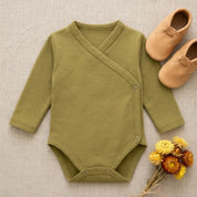 Body Kimono Bebê Recém-Nascido à 3 Meses - Algodão Orgânico | Verde Oliva