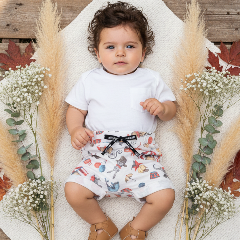 Bermuda Bebê/Infantil Menino - Malha Algodão Estampada | Circo Vintage