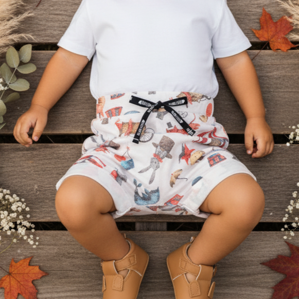 Bermuda Bebê/Infantil Menino - Malha Algodão Estampada | Circo Vintage