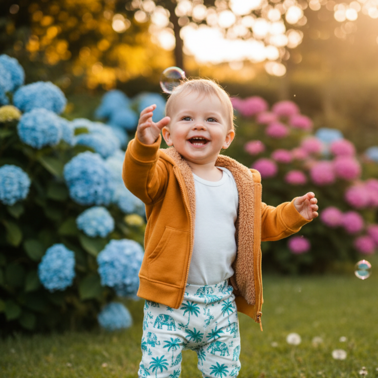 Jaqueta Bebê/Infantil Com Capuz e Forro Peludo Grosso Areia Claro | Cor Externa Mostarda
