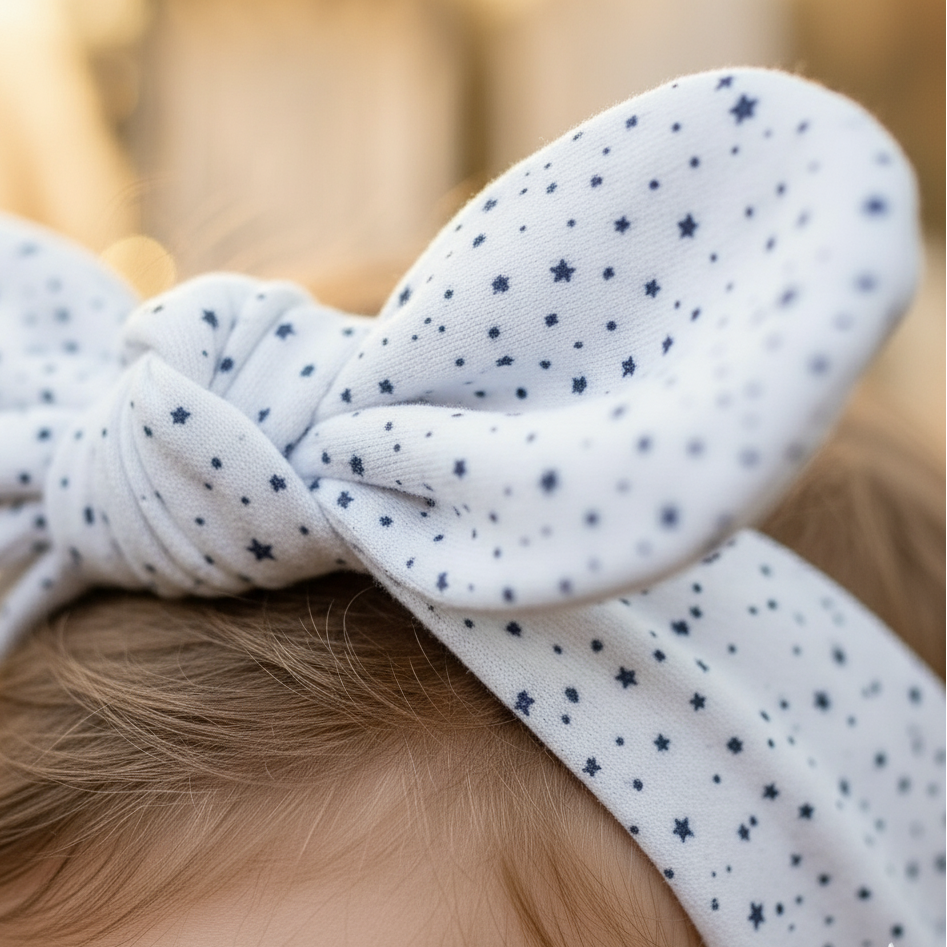 Laço de Cabelo Infantil Regulável – Algodão Stretch Estampa Exclusiva | Constelação