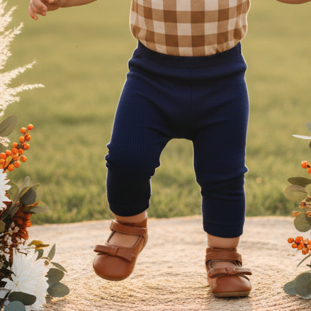 Legging Bebê e Infantil Menina – Canelado Algodão Premium Liso | Azul Marinho