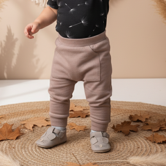 Calça Bebê e Infantil Unissex Com Bolso Canguru - Algodão Premium Liso | Caqui