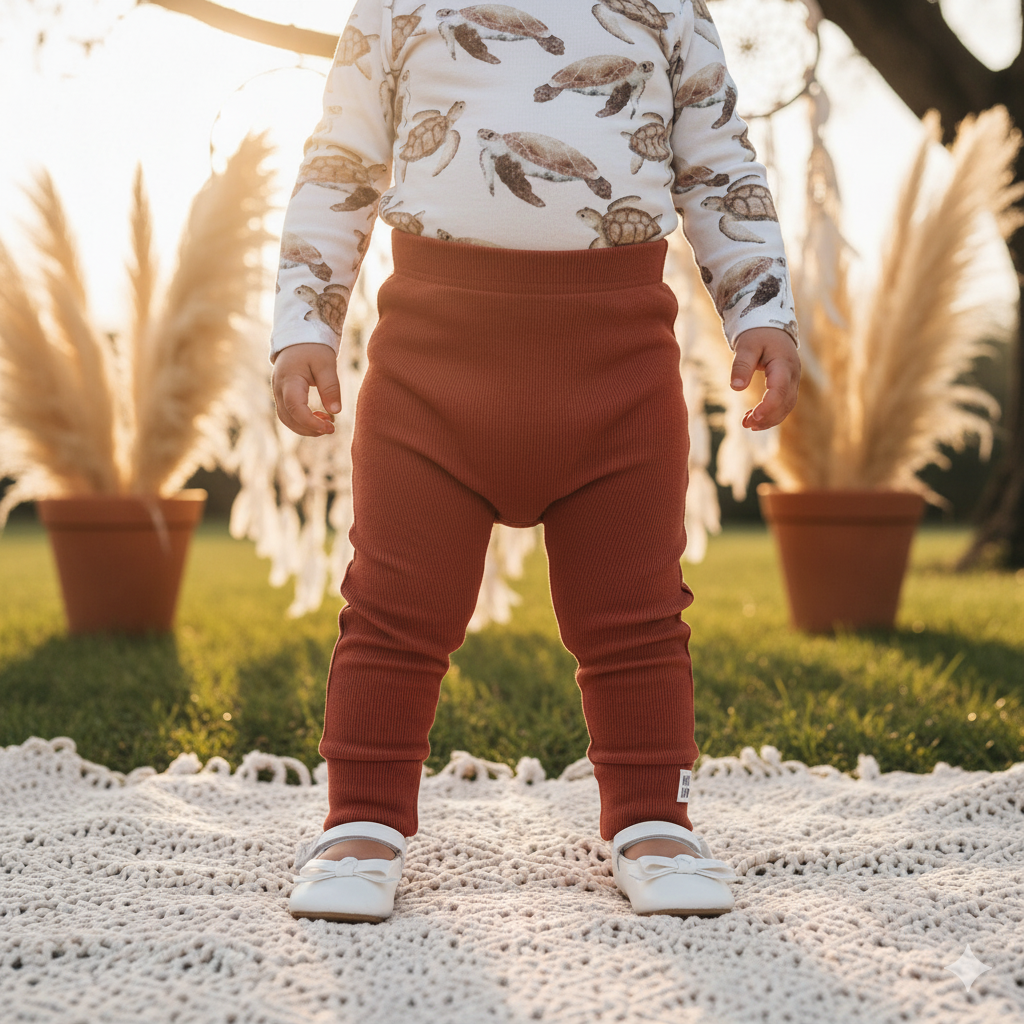 Calça Bebê e Infantil Unissex – Algodão Canelado Premium Liso | Telha