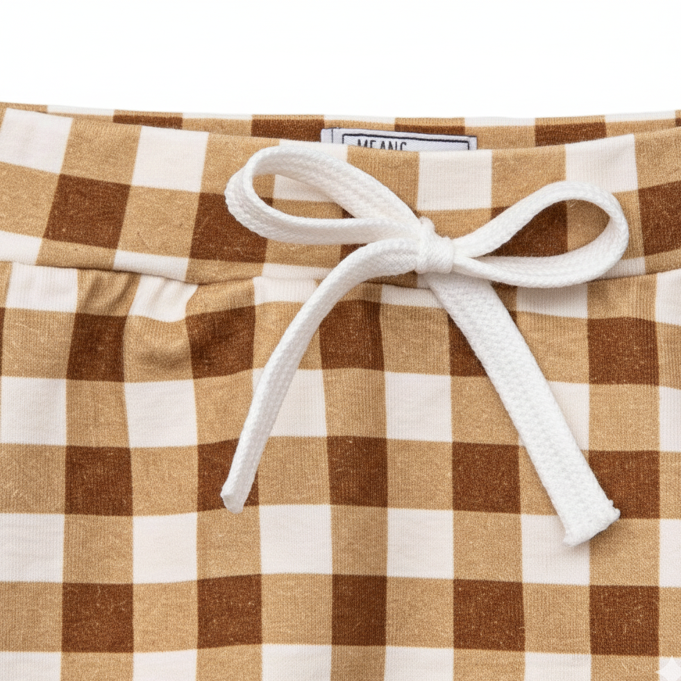 Bermuda Bebê/Infantil Menino – Cotton Premium Estampa Exclusiva | Vichy Marrom Clássico