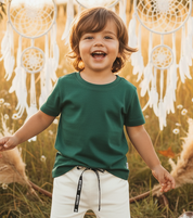 Camiseta Bebê/Infantil Manga Curta Unissex - Malha Algodão Lisa | Verde Murano