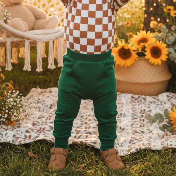 Calça Bebê e Infantil Unissex - Algodão Premium Stretch Liso | Verde Bandeira