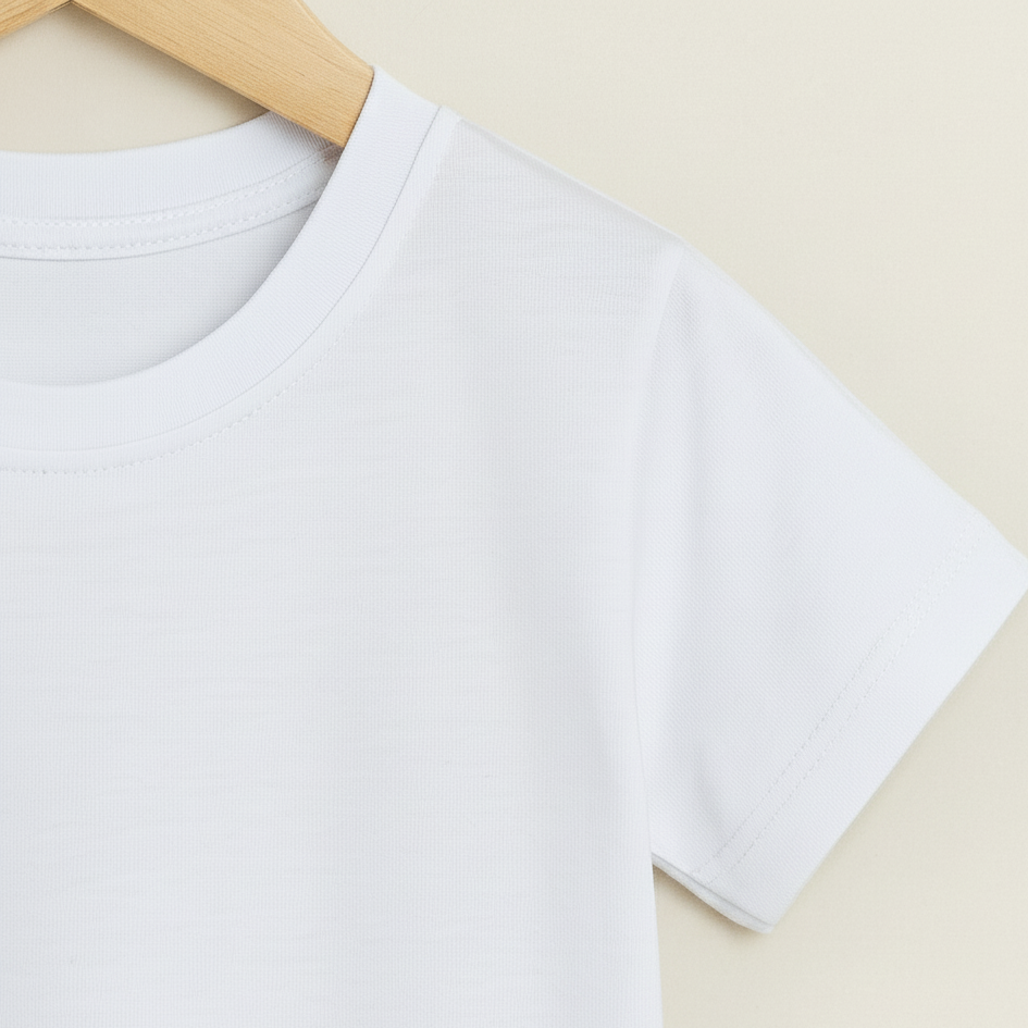 Camiseta Bebê/Infantil Manga Curta Unissex - Malha Algodão Lisa | Branca
