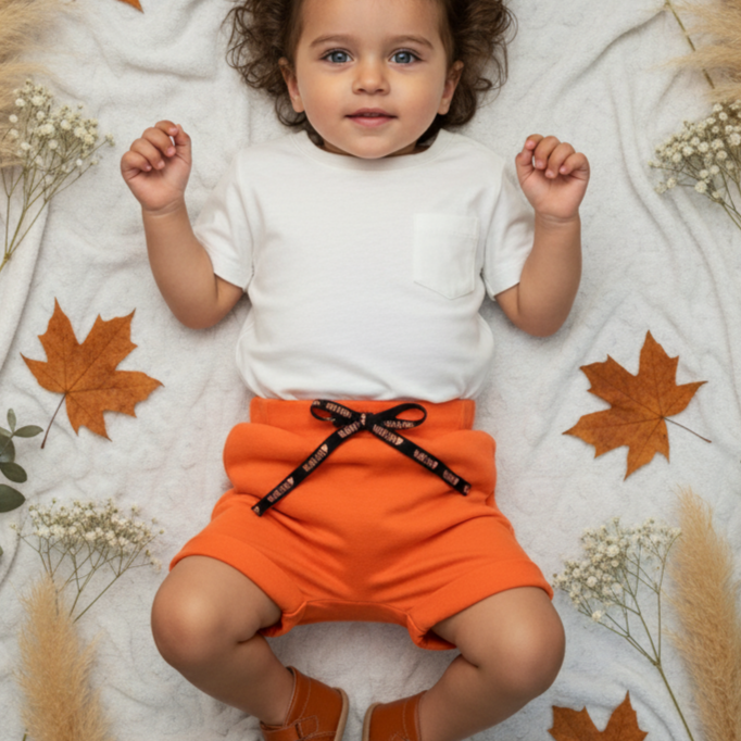 Infantil Menino – Algodão Premium Liso | Laranja