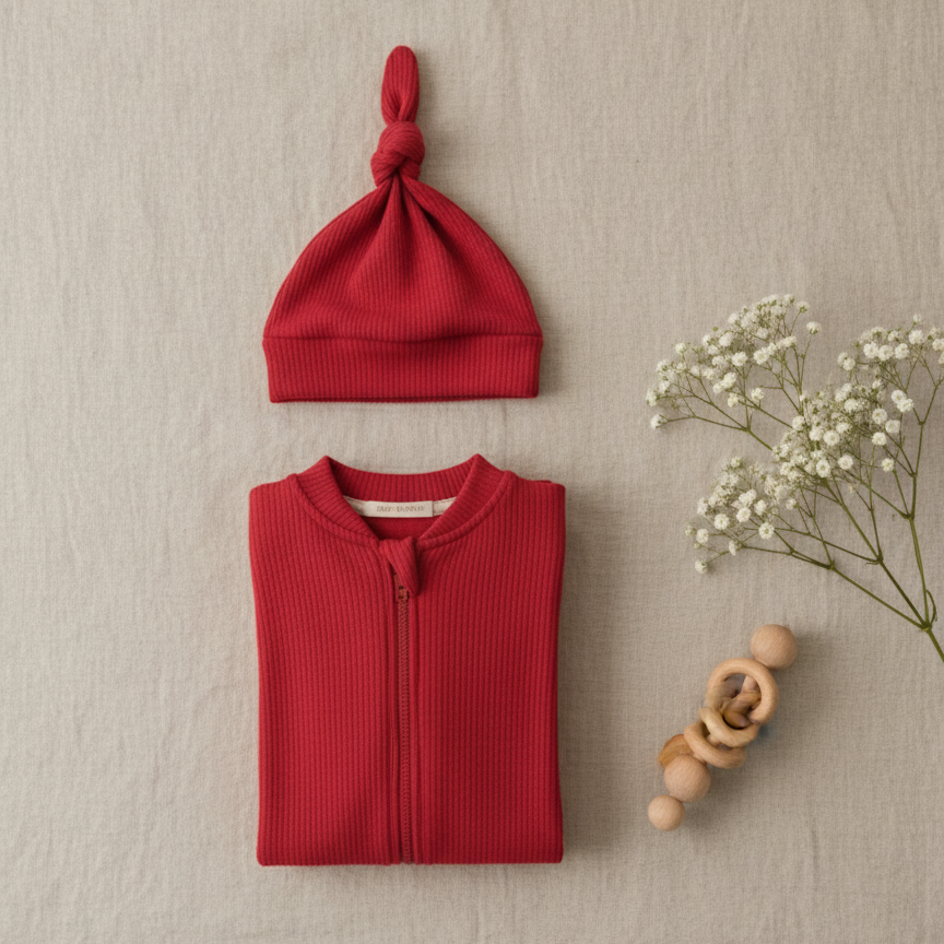 Kit Saída Maternidade – Recém-Nascido a 3 Meses | 2 Peças - Tomate