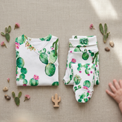Kit Body Kimono + Calça com Pezinho Recém-Nascido a 3 Meses - Cotton Adapt | Cactos Tropical