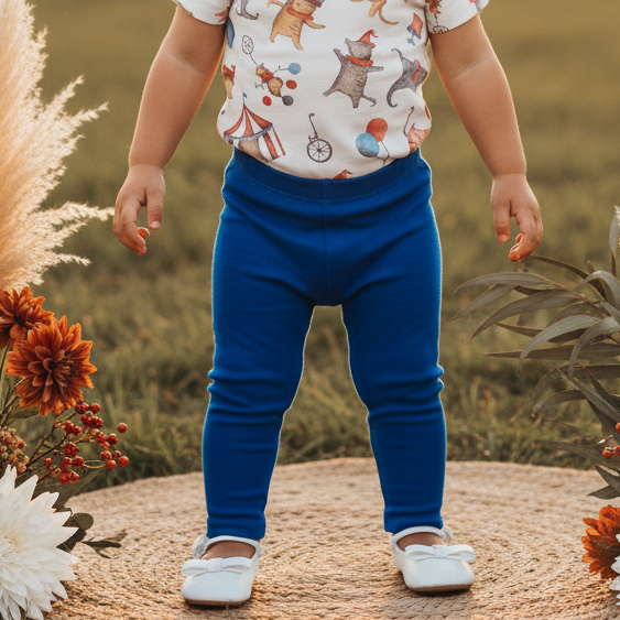 Legging Bebê e Infantil Menina – Algodão Stretch Premium Liso | Azul Royal