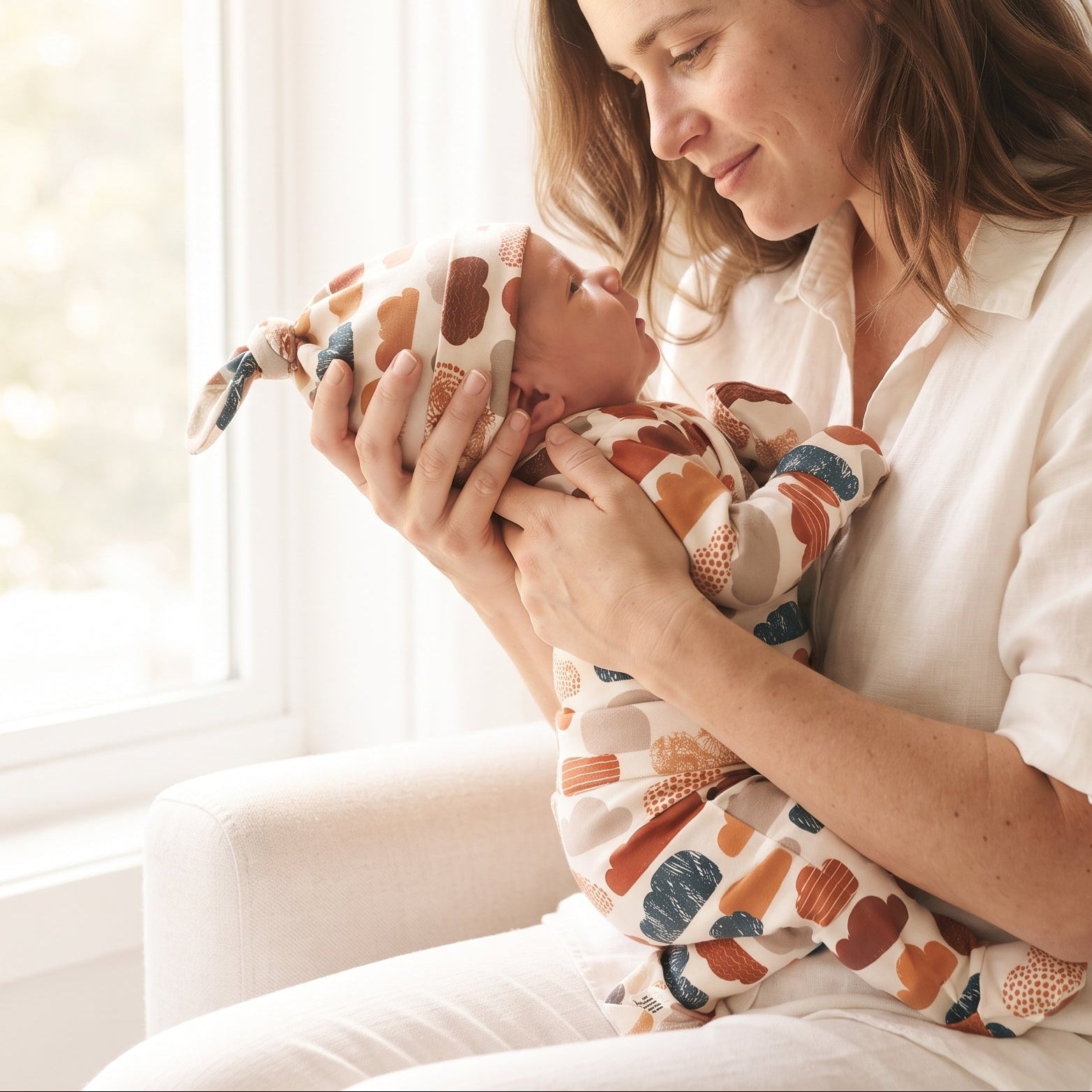 Saída Maternidade Recém-Nascido 4 Peças - Cotton Adapt | Nuvens de Outono