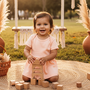 Body Vestido Menina - Algodão Stretch Liso | Salmão Bebê