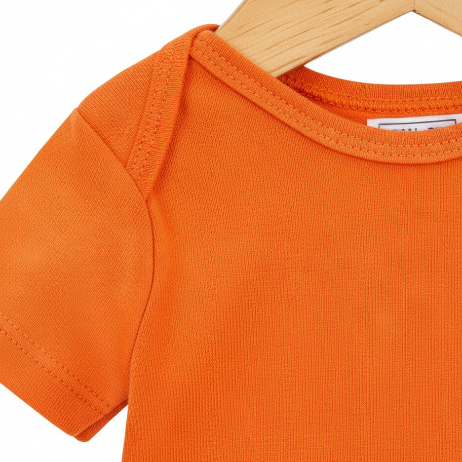 Body Bebê/Infantil Manga Curta Unissex - Algodão Premium Liso | Laranja