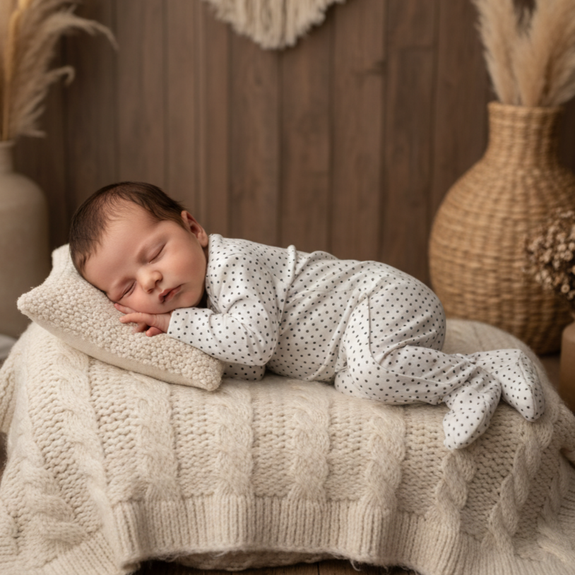 Kit: Body Kimono Recém-Nascido à 3 Meses + Calça de Pezinho Recém-Nascido à 3 Meses - Malha Algodão Estampada | Dots