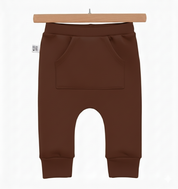 Calça Bebê e Infantil Unissex Com Bolso Canguru - Algodão Premium Liso | Marrom Clássico