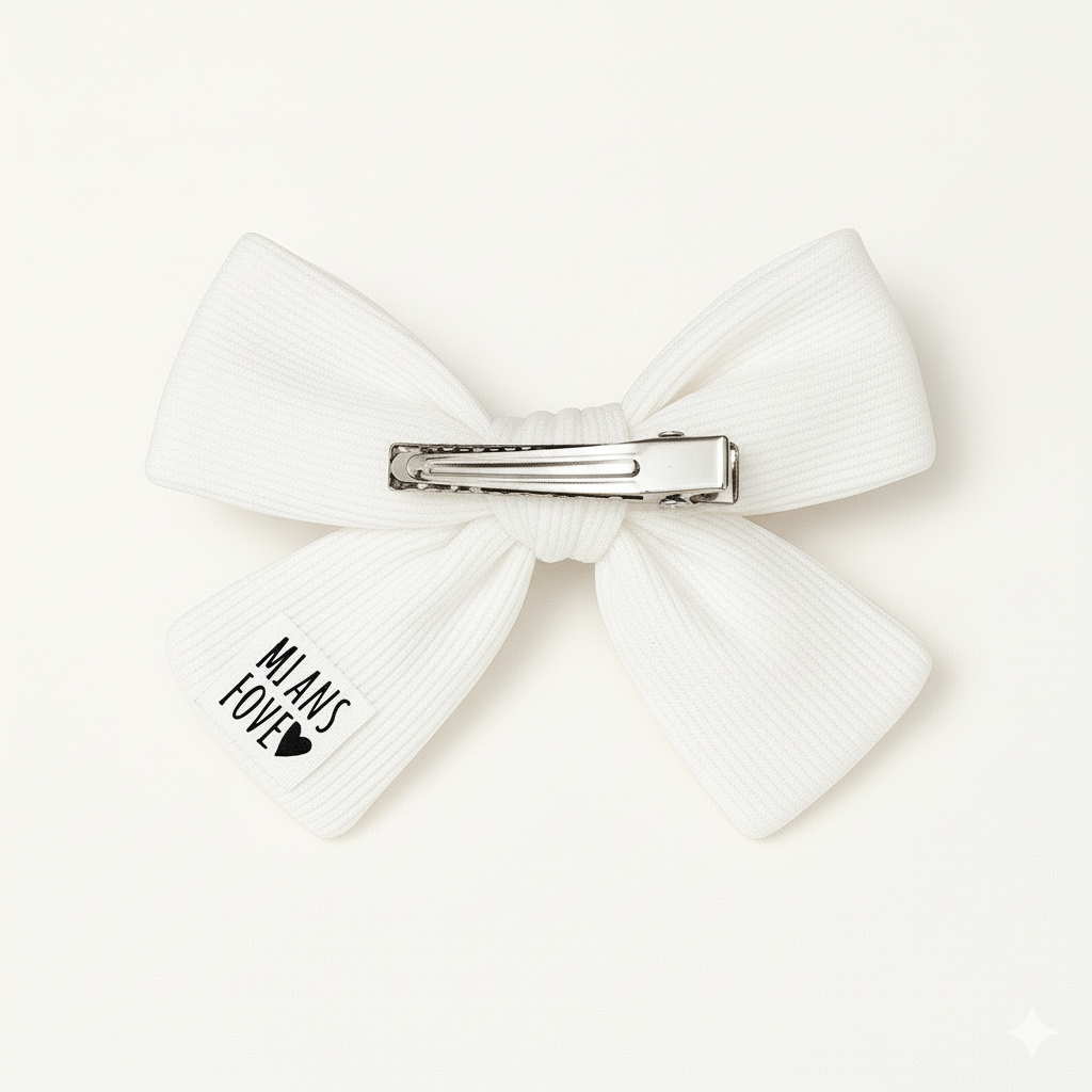 Presilha de Cabelo Infantil – Algodão Canelado Premium | Off White