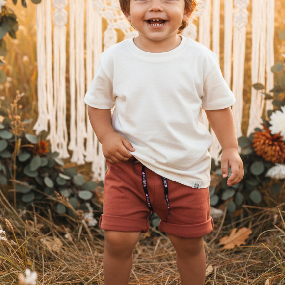 Bermuda Bebê/Infantil Menino – Algodão Premium Liso | Terracota