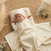 Mantinha de Fleece Bebê/Infantil Dupla Face – Quentinha em Fleece Off White + Algodão Premium Off White Liso