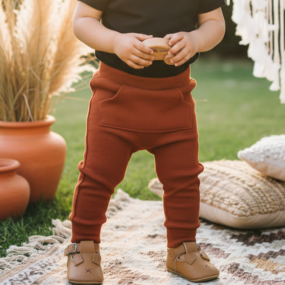 Calça Bebê e Infantil Bolsão Canguru Unissex – Canelado Premium Liso | Telha