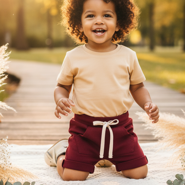 Infantil Menino – Algodão Stretch Premium Liso | Merlot