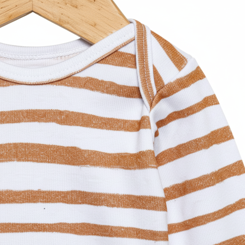 Body Bebê/Infantil Manga Longa Unissex - Algodão Premium Estampa Exclusiva | Listras Amarelas