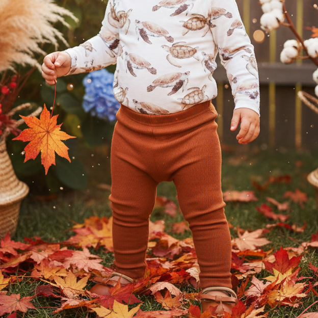 Legging Bebê e Infantil Menina – Canelado Algodão Premium Liso | Ferrugem