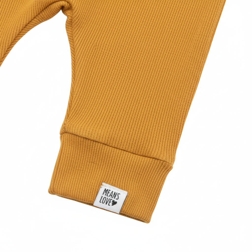 Calça Bebê e Infantil Unissex – Algodão Canelado Premium Liso | Mostarda