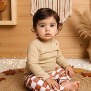 Body Bebê e Infantil Unissex – Algodão Canelado Premium Liso | Areia