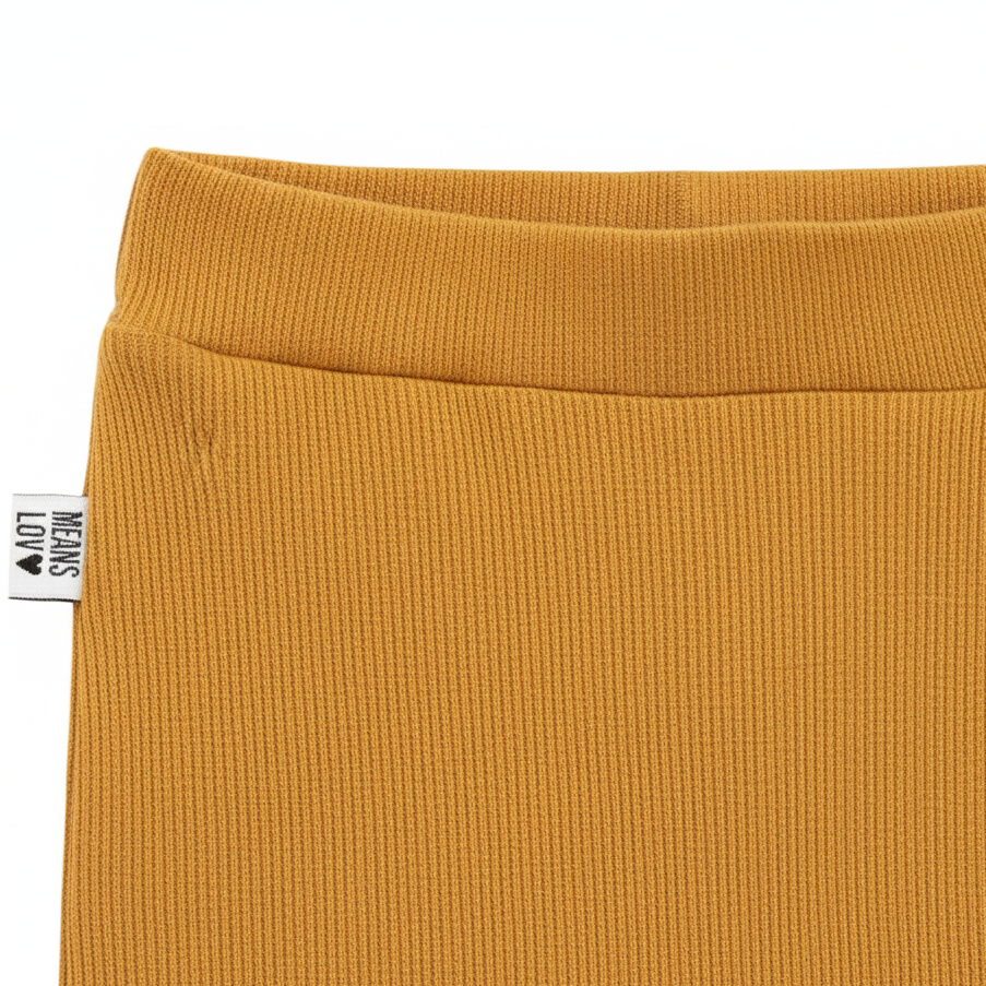 Calça Bebê e Infantil Unissex – Algodão Canelado Premium Liso | Mostarda