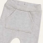 Calça Bebê e Infantil Bolsão Canguru Unissex – Canelado Premium Liso | Cinza Mescla Banana