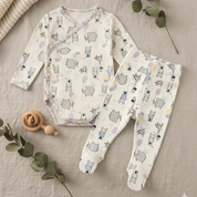 Kit: Body Kimono + Calça de Pezinho - Recém-Nascido à 3 Meses - Malha Algodão | Winter