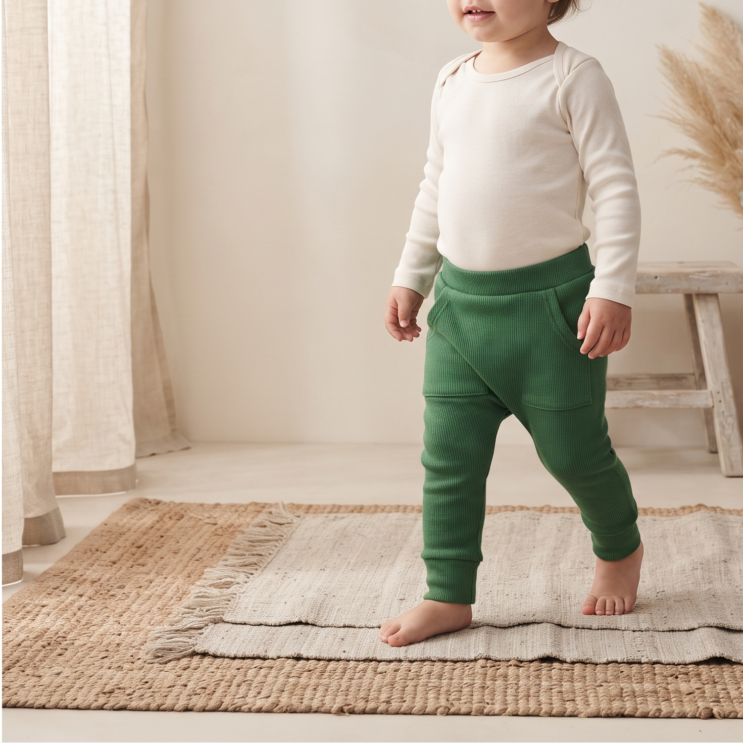 Calça Bolsão Canguru- Algodão Stretch | Verde Bandeira