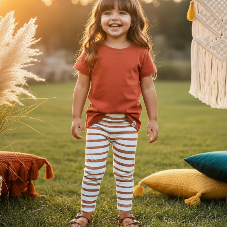 Legging Bebê/Infantil Menina - Algodão Premium Estampa Exclusiva | Listras Amarelas
