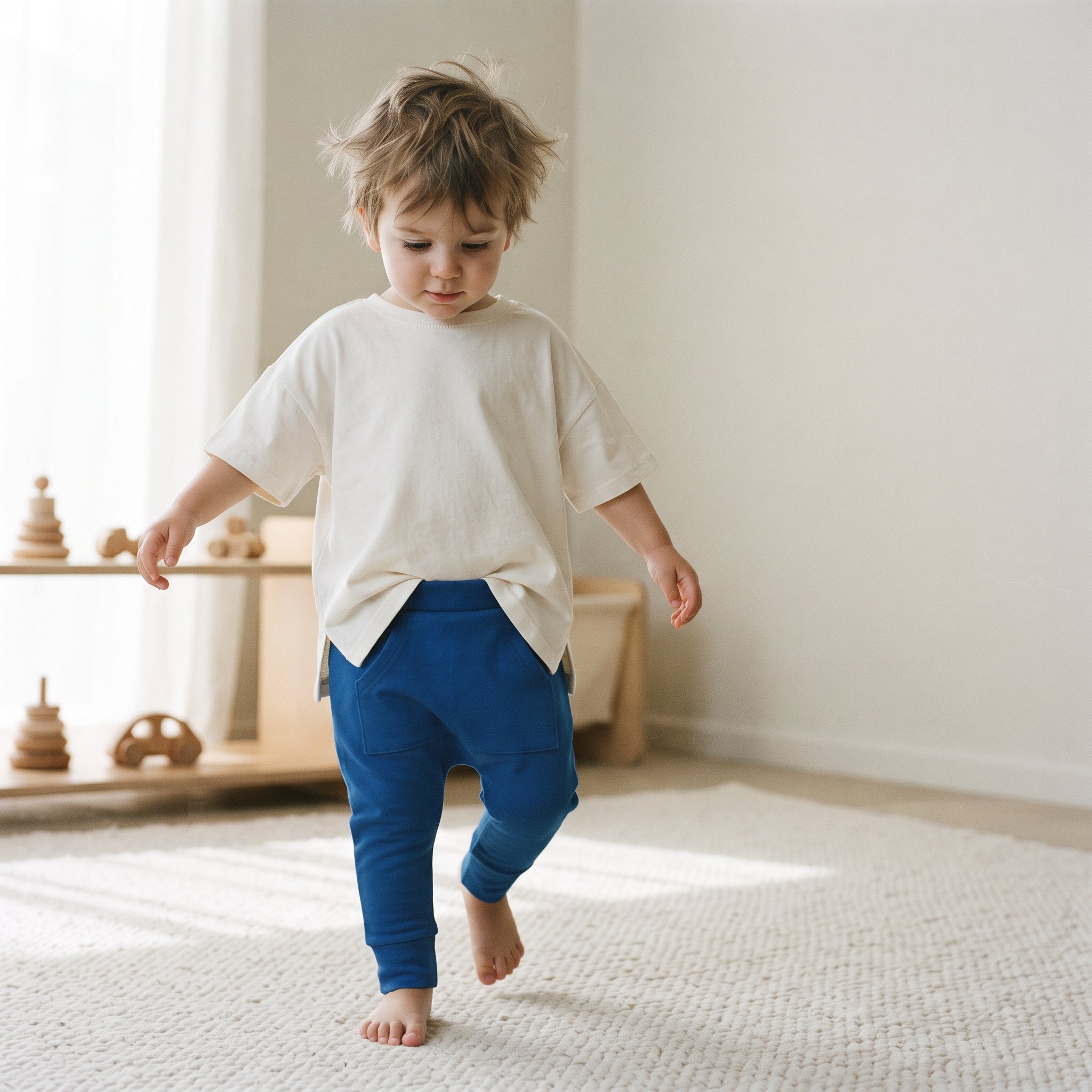 Calça Bolsão Canguru - Algodão Stretch | Azul Royal