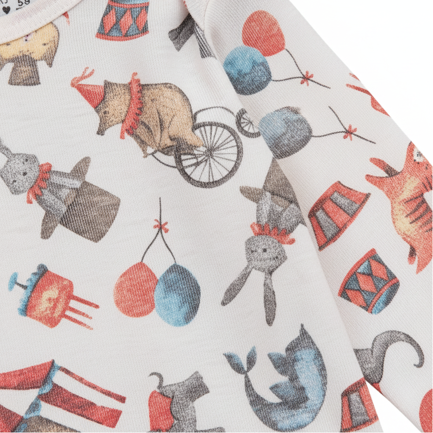 Body Bebê/Infantil Unissex - Malha Algodão Estampado | Circo Vintage