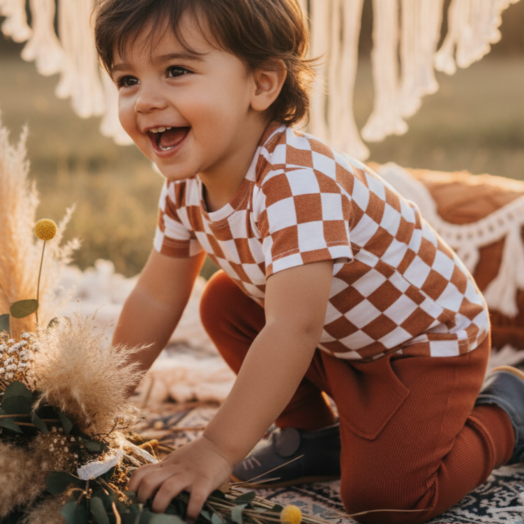 Camiseta Bebê/Infantil Manga Curta Unissex – Algodão Premium Estampa Exclusiva | Plaid