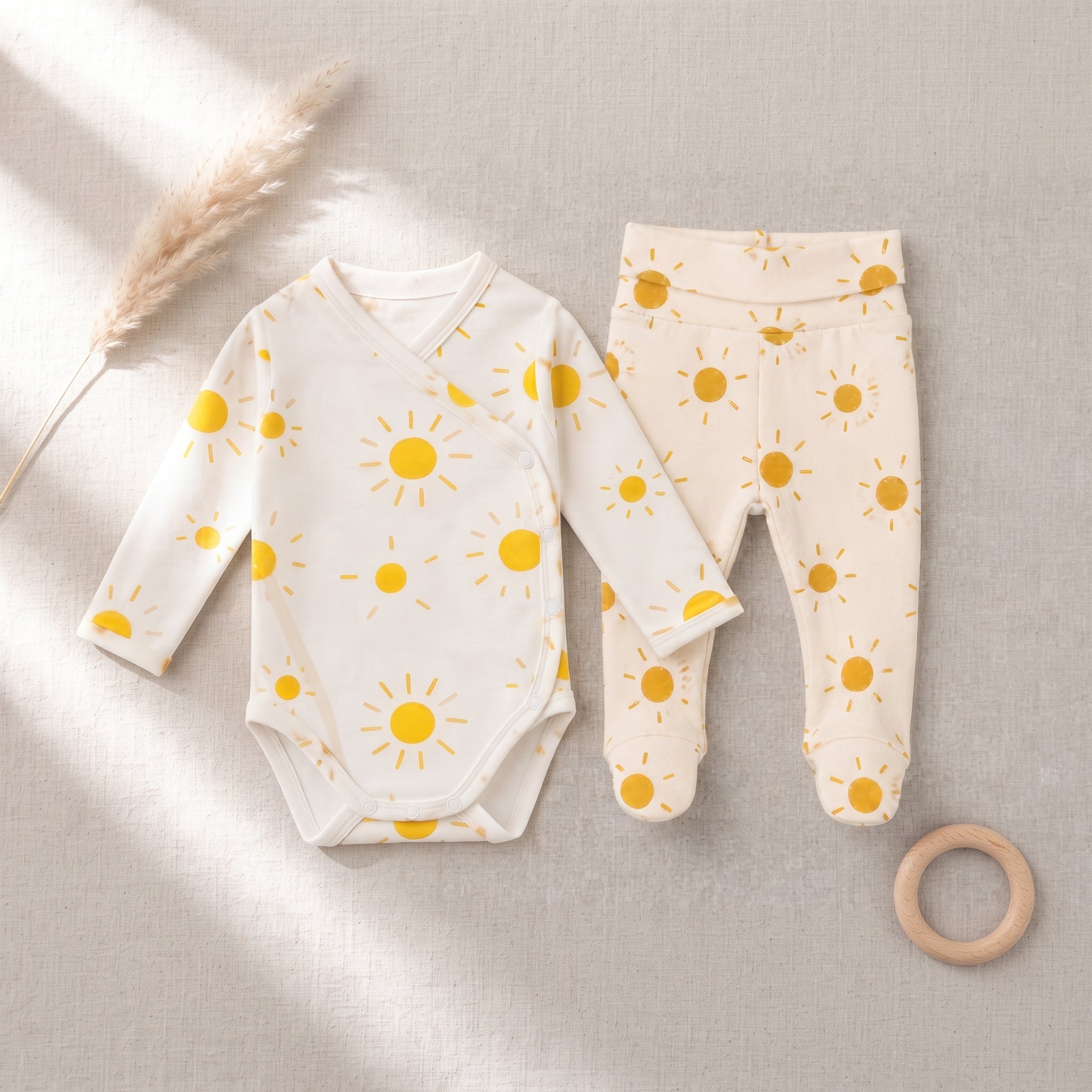 Conjunto Body Kimono + Calça com Pezinho – Recém-Nascido à 3 Meses | Little Sunshine