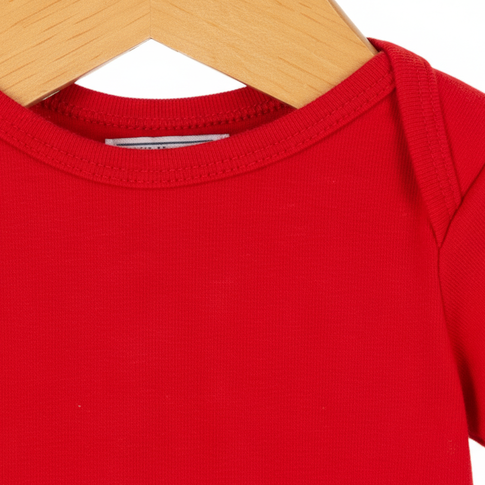 Body Bebê/Infantil Manga Curta Unissex - Algodão Stretch Premium Liso | Vermelho