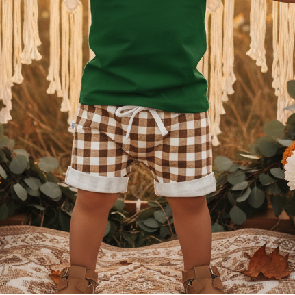 Infantil Menino – Cotton Premium Estampa Exclusiva | Vichy Marrom Clássico