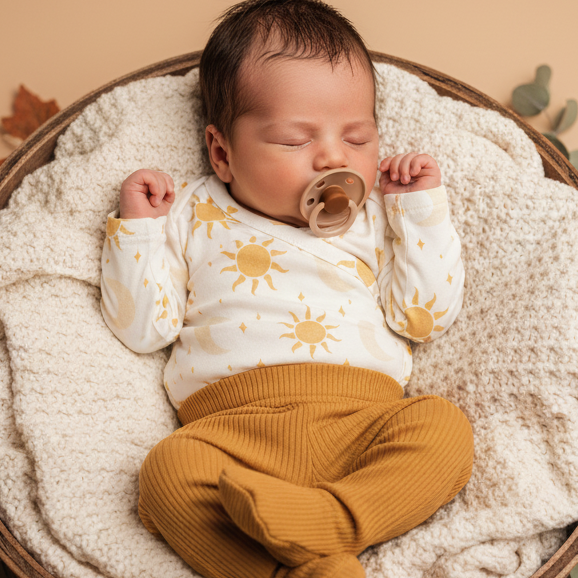 Body Kimono Bebê Recém-Nascido à 3 Meses Unissex - Algodão Stretch Premium Estampa Exclusiva | Sol e Lua