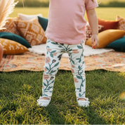 Legging Bebê/Infantil Menina – Cotton Premium Estampa Exclusiva  | Floral Vintage Tons de Azul