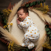 Kit: Body Kimono Recém-Nascido à 3 Meses + Calça de Pezinho Recém-Nascido à 3 Meses - Algodão Premium Estampa Exclusiva | Mini Laranjinhas Bojo