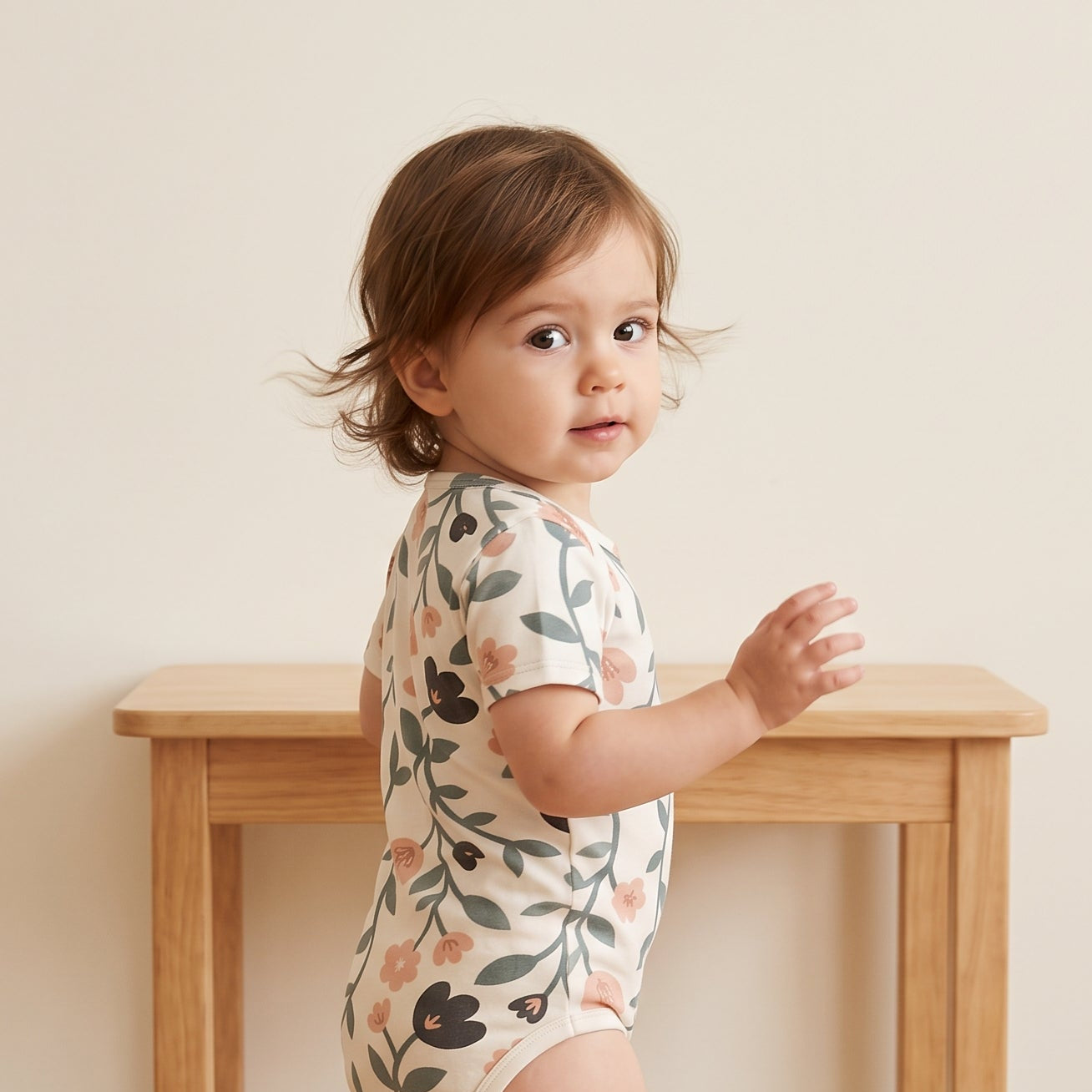 Body Manga Curta -  Cotton Adapt | Floral Vintage Tons de Azul
