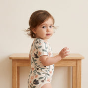Body Manga Curta -  Cotton Adapt | Floral Vintage Tons de Azul