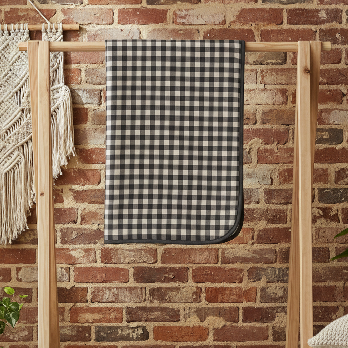 Cueiro/Mantinha Bebê Unissex - Dupla Face Forrado e Estampa Exclusiva | Checkered Preto